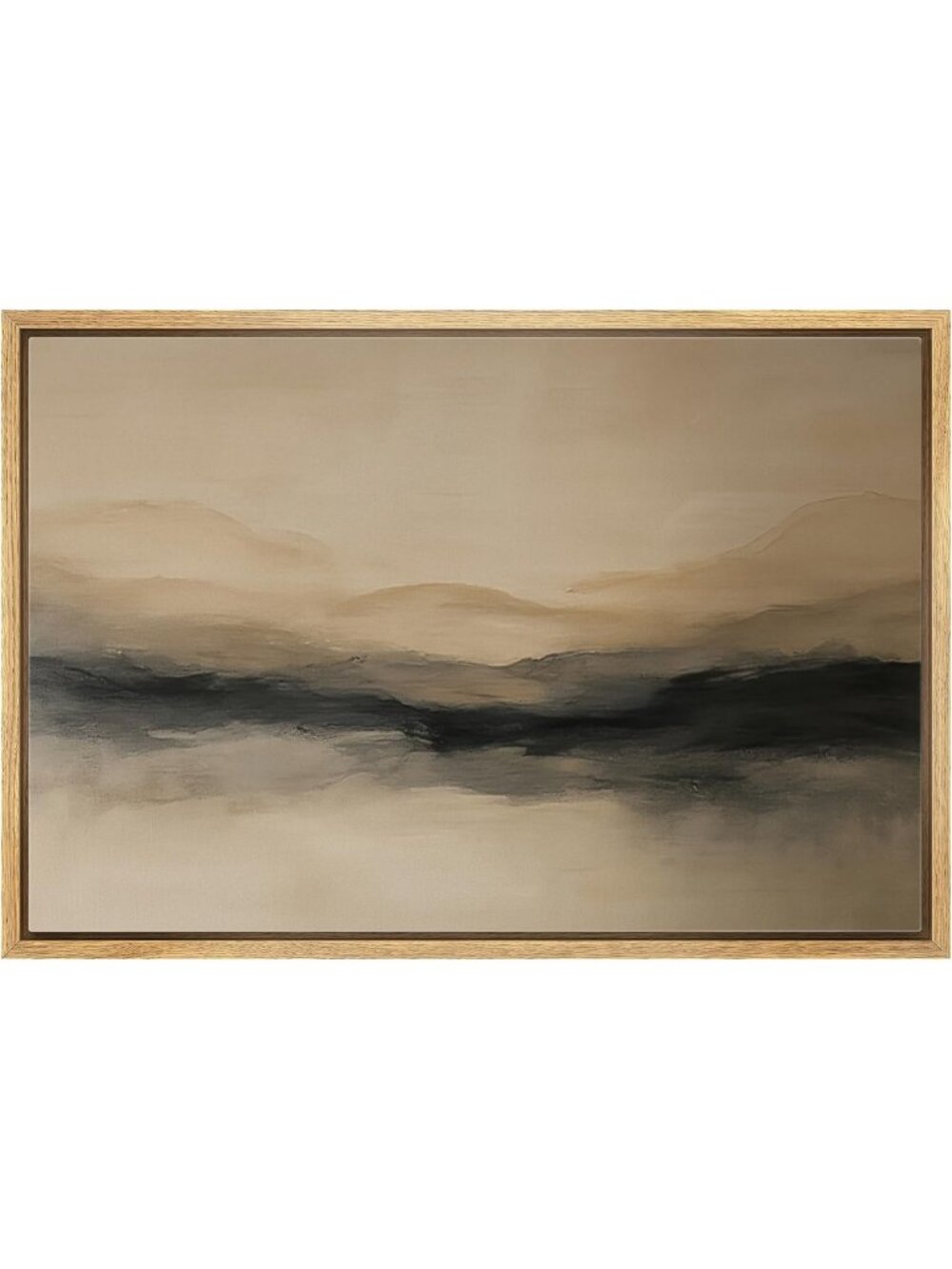 Neutral Abstract Mountain Canvas Art Print - Soft Beige & Charcoal, Modern Home